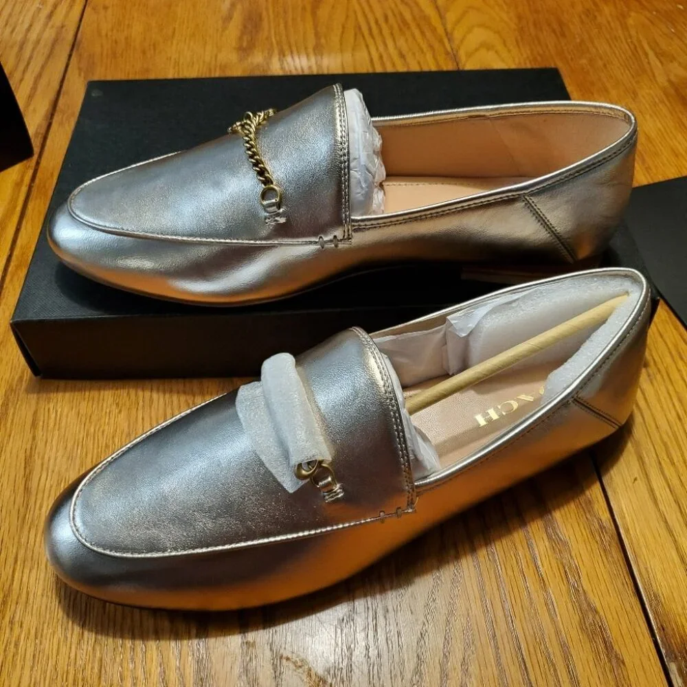 COACH | BNIB Metallic Gold Leather Hanna Loafer (Size 9.5) - Picture 6 of 13